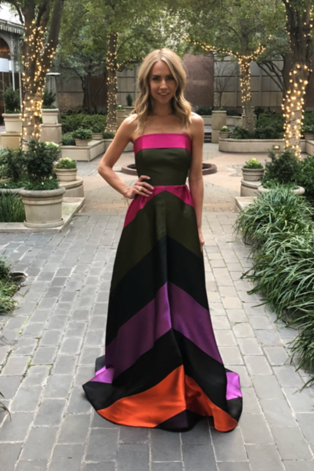 Strapless Striped Gown